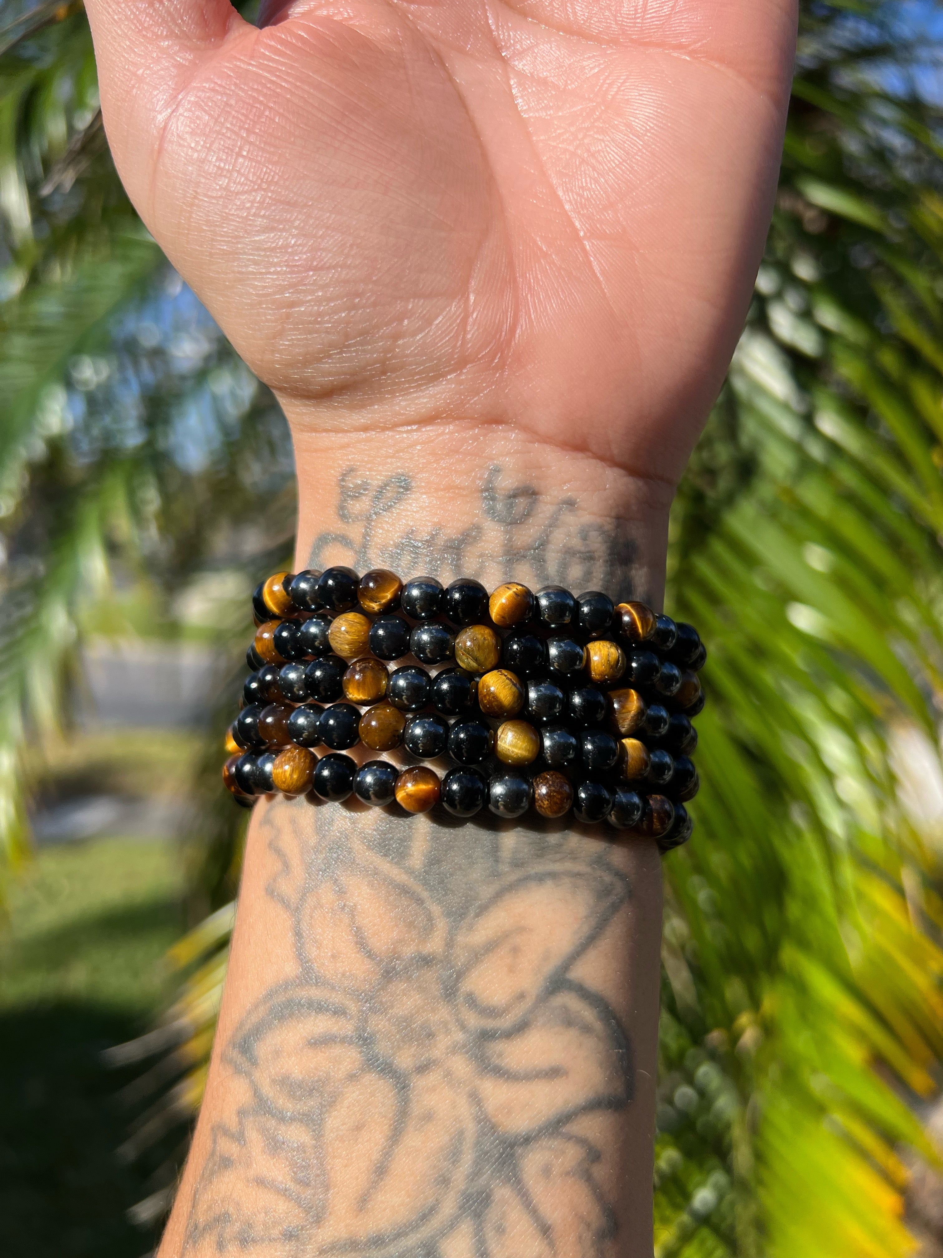 Tiger’s Eye, Hematite &. Black Onyx Bracelet (6mm)