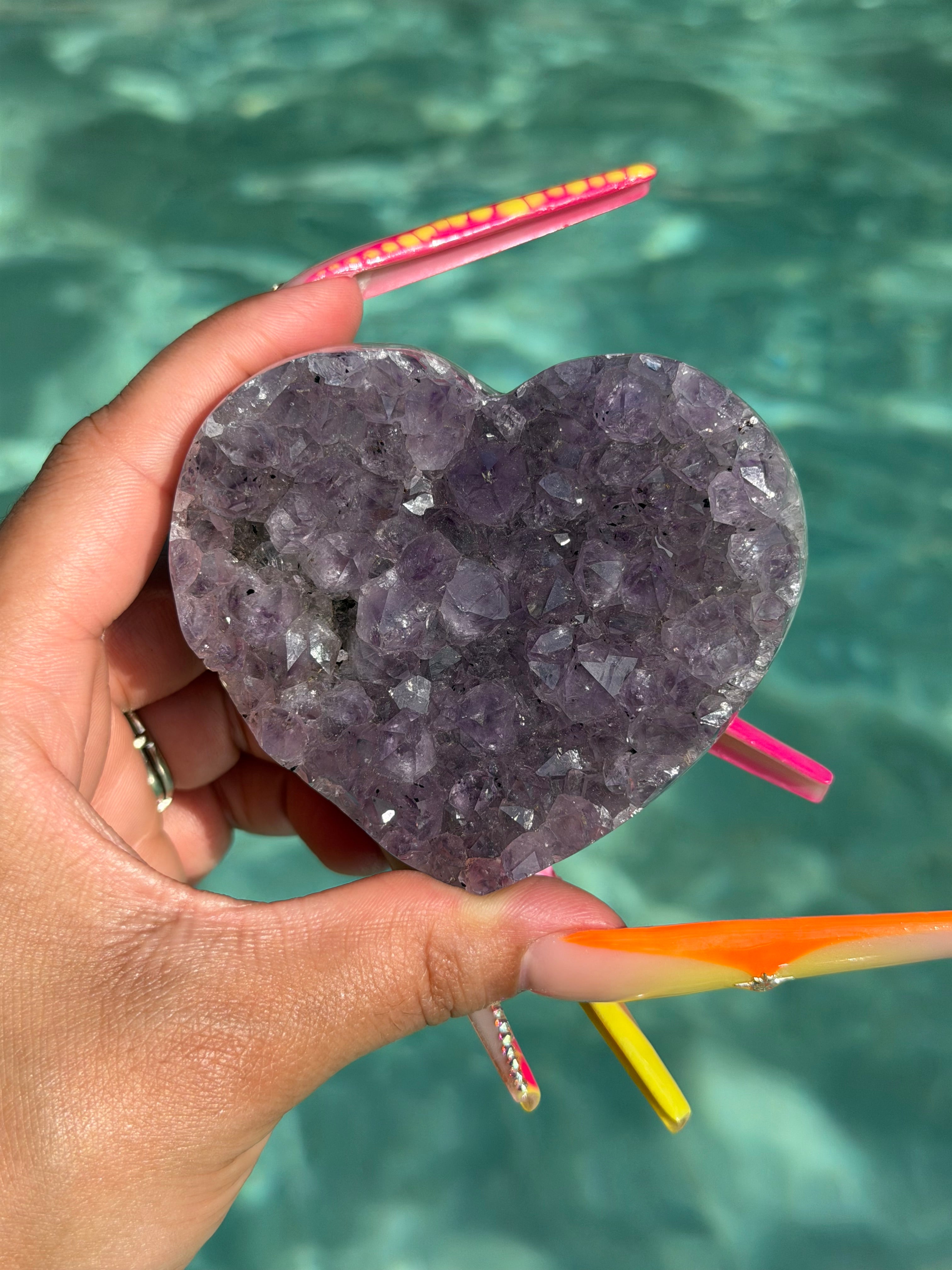 Amethyst Cluster Heart A13