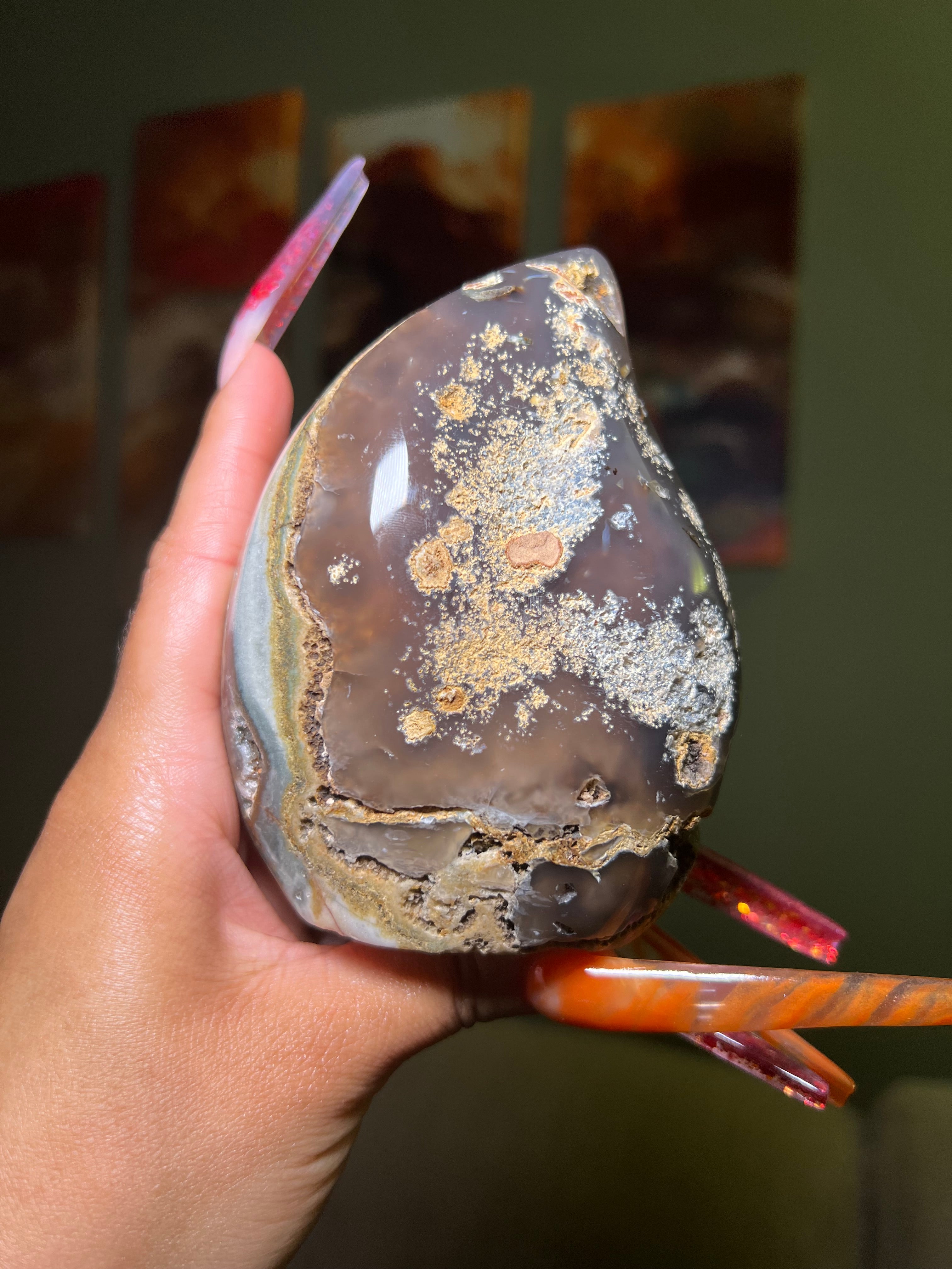 Agate Amethyst Geode Flame