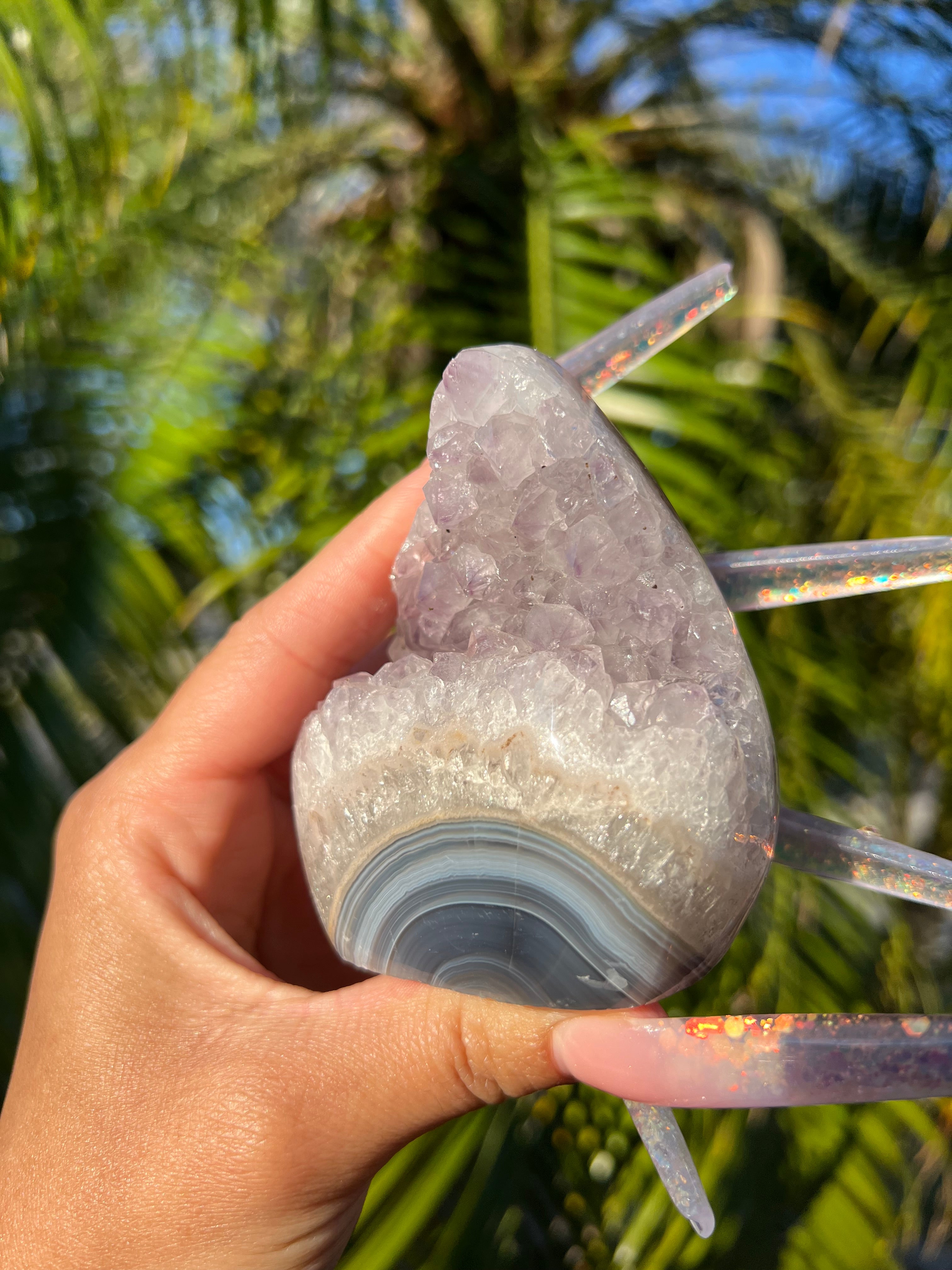 Agate Amethyst Teardrop Cluster