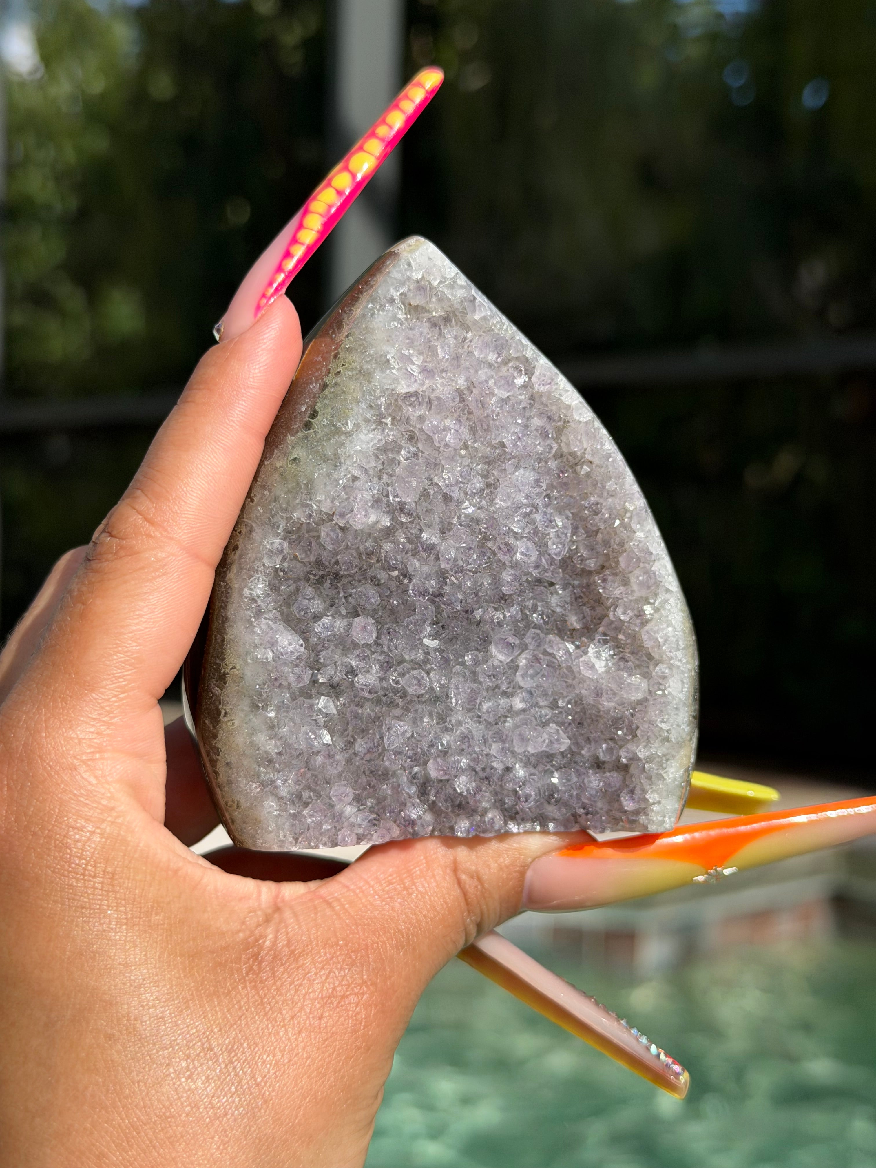 Agate Amethyst Geode Cluster Teardrop AA7