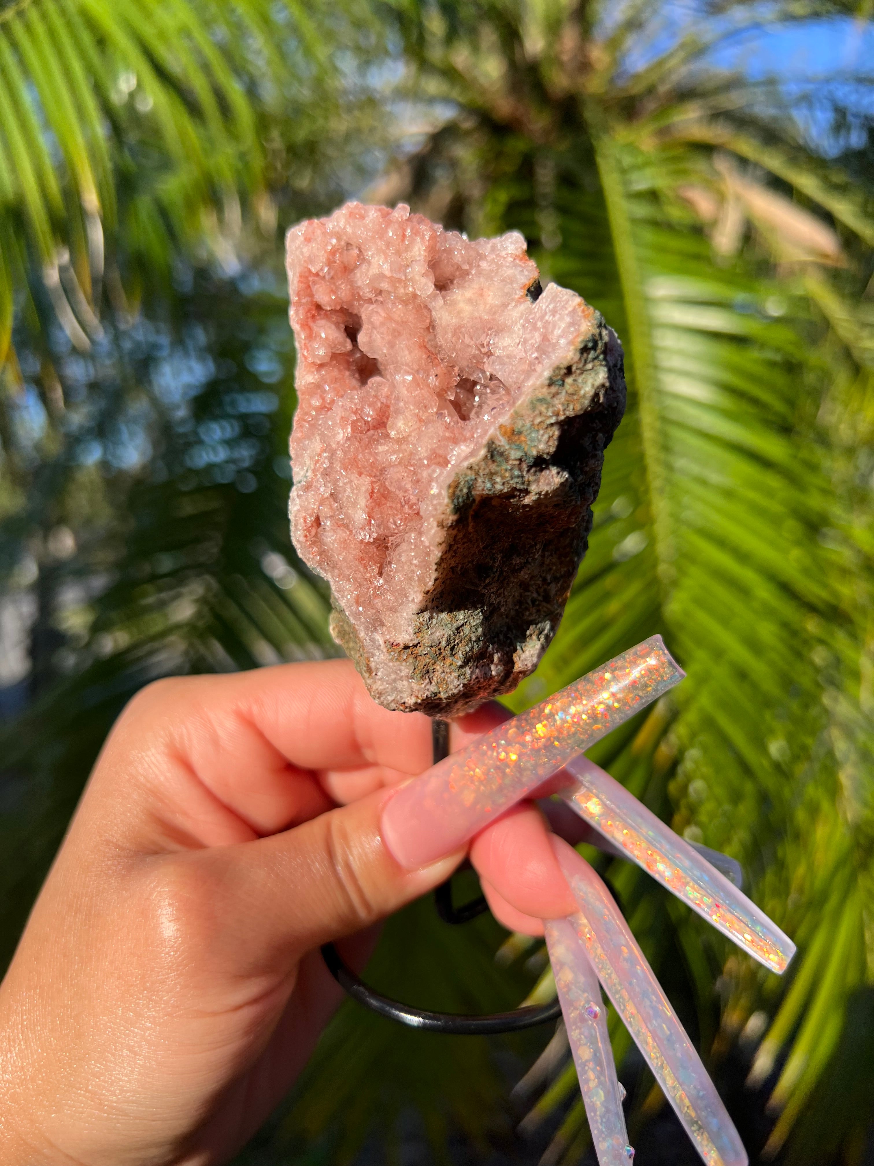 Pink Amethyst Cluster on Stand PA6