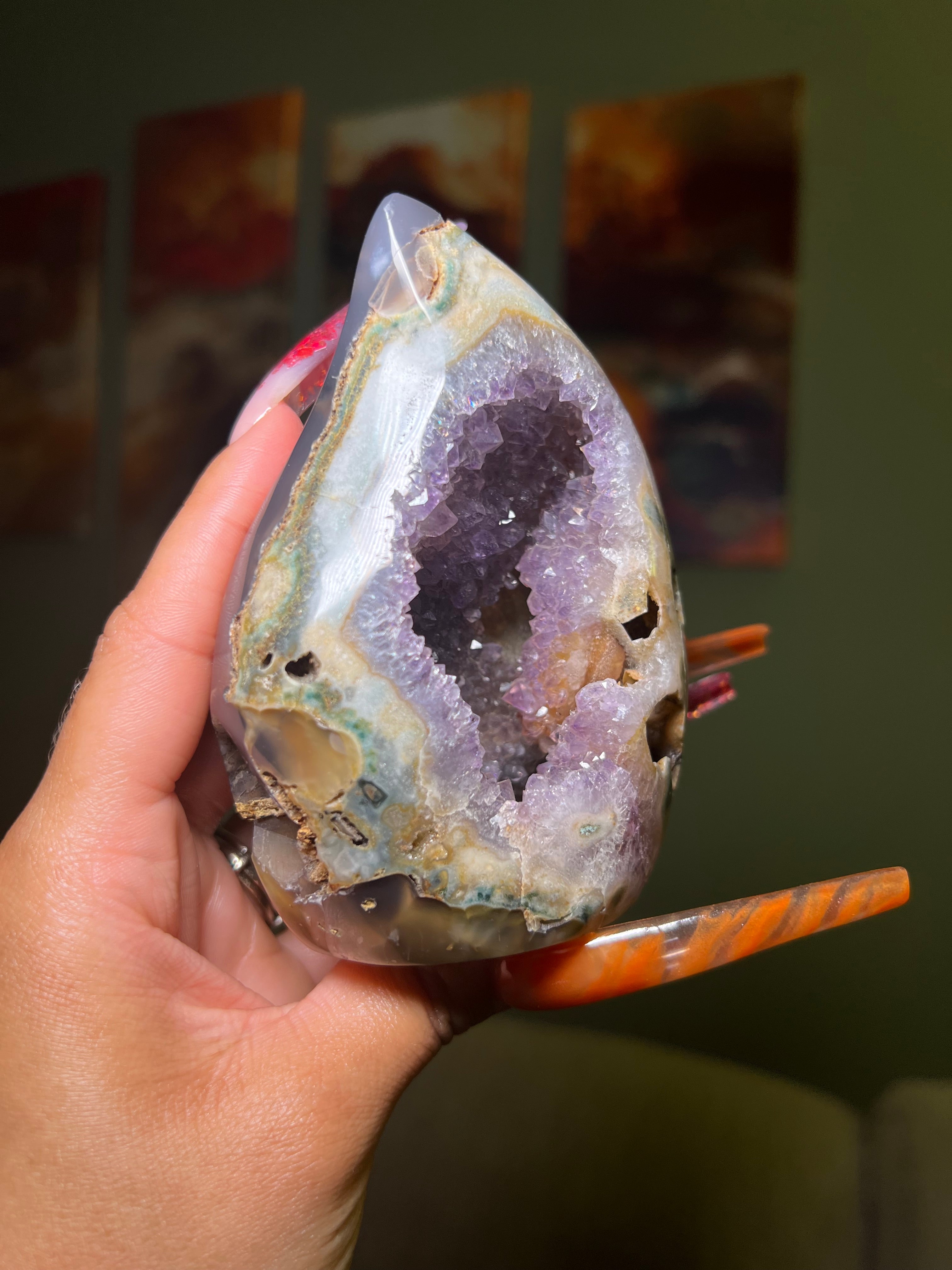 Agate Amethyst Geode Flame