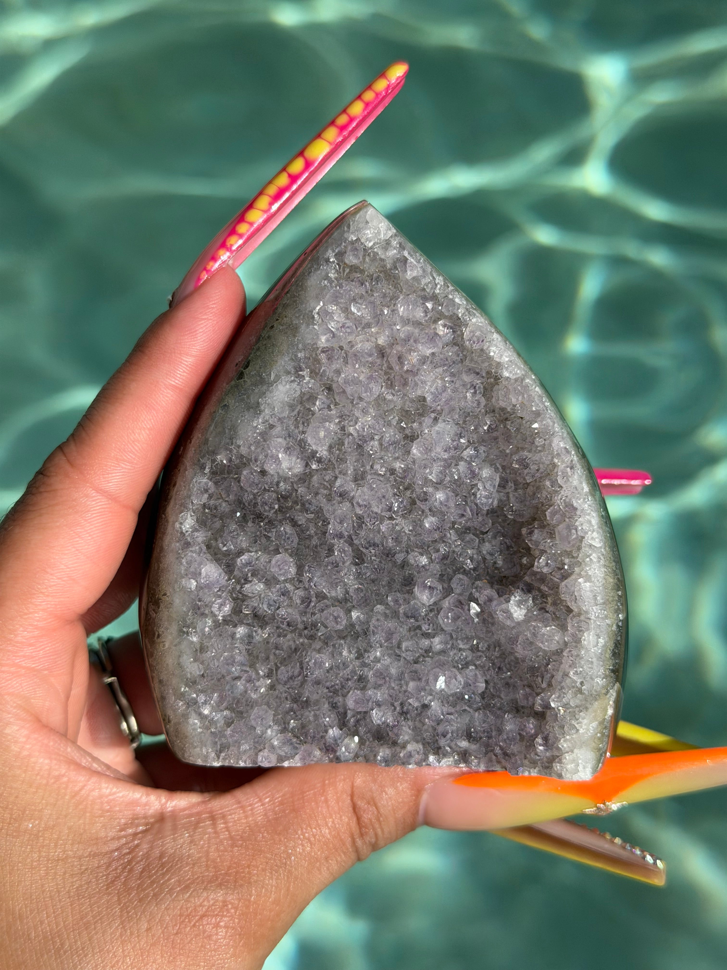 Agate Amethyst Geode Cluster Teardrop AA7