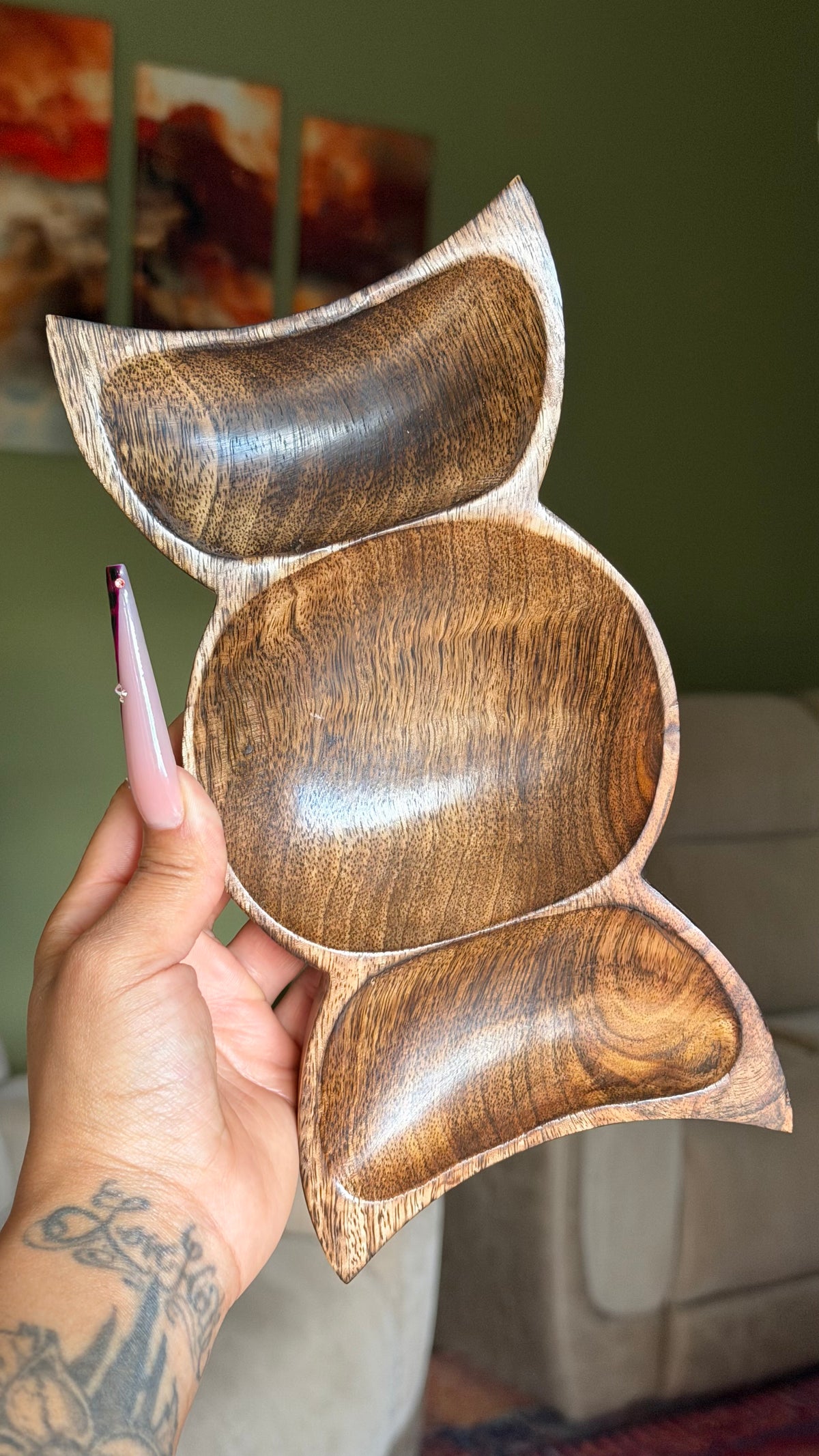 Triple Moon Carved Tray (Pre-Order)